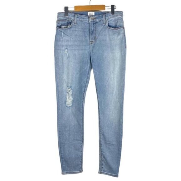 Hudson Blue Light Wash Natalie Midrise Ankle Super Skinny Distressed Jeans 29 - Picture 1 of 14